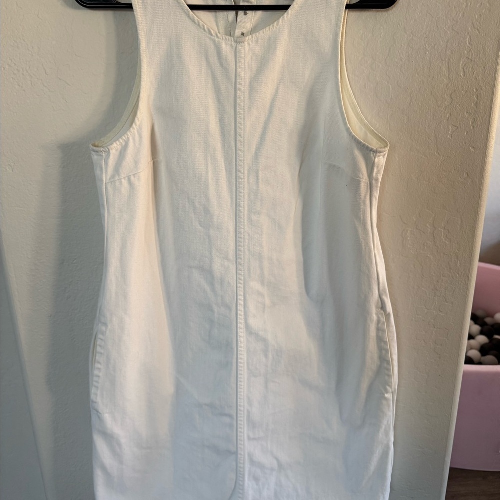 J Crew White Denim Pocketed Dress